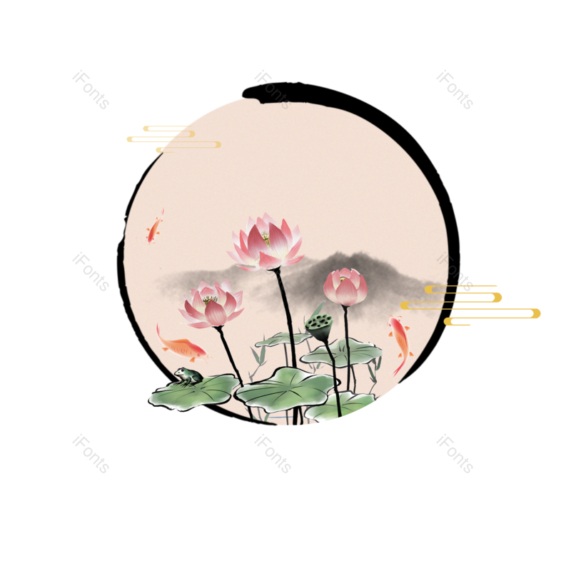 水墨图片,荷花元素,素材PNG,水墨画免抠素材